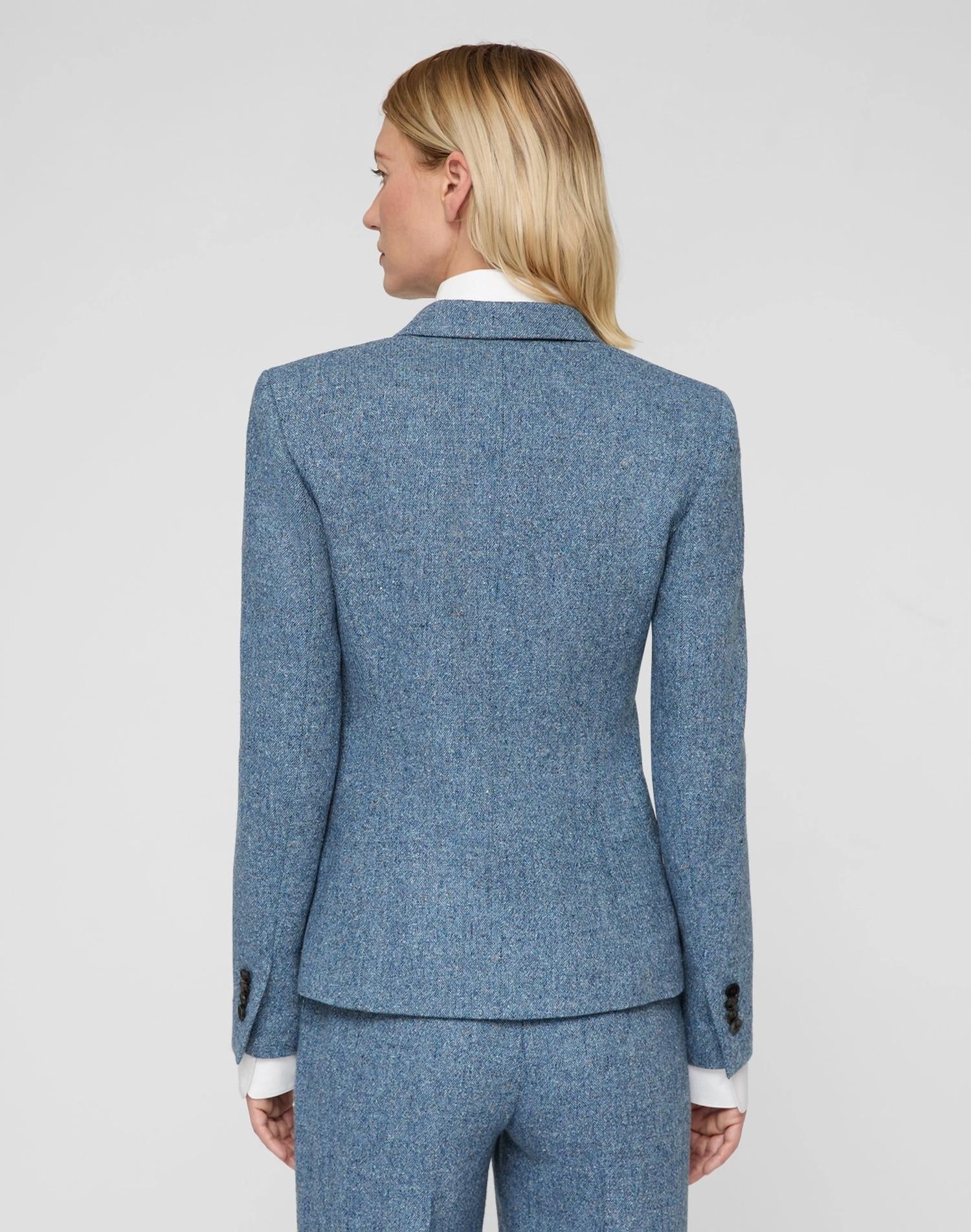 Lafayette 148 Women's Double Button Fitted Blazer in bluebell multi - women's jacket - alternate view
