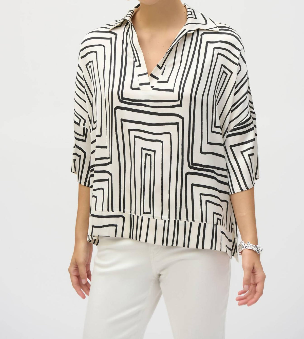 Joseph Ribkoff - Satin Geometric Print Boxy Top