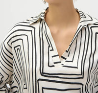 Joseph Ribkoff - Satin Geometric Print Boxy Top