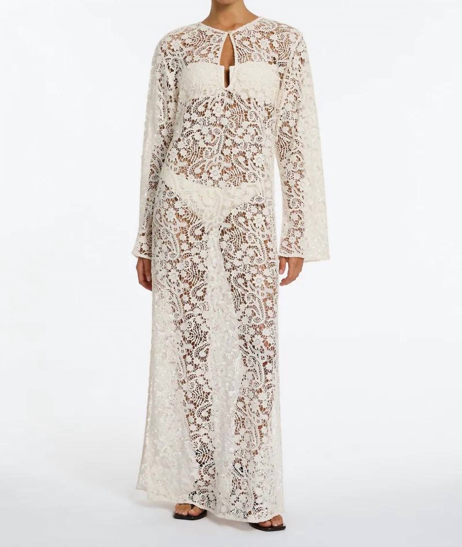 JETS Velana Lace Maxi Kaftan Cover Up in cream - women's dress