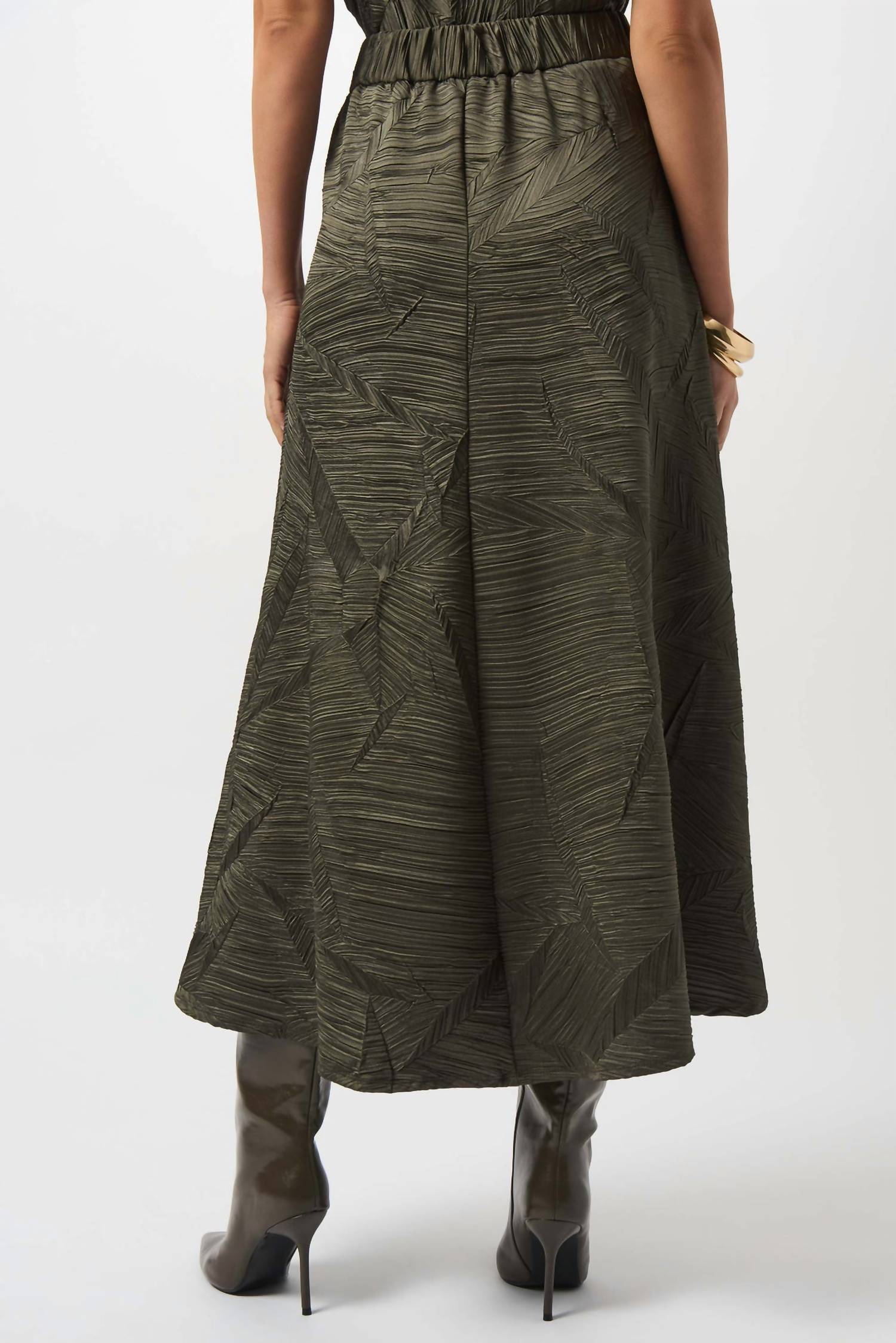 Joseph Ribkoff - Pleated Satin Long Flared Skirt