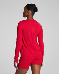 Spanx Activate Long Sleeve Top in red - women's long sleeve top - alternate view