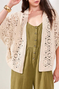 Tribal - Crochet Three Quarter Sleeve Cardigan