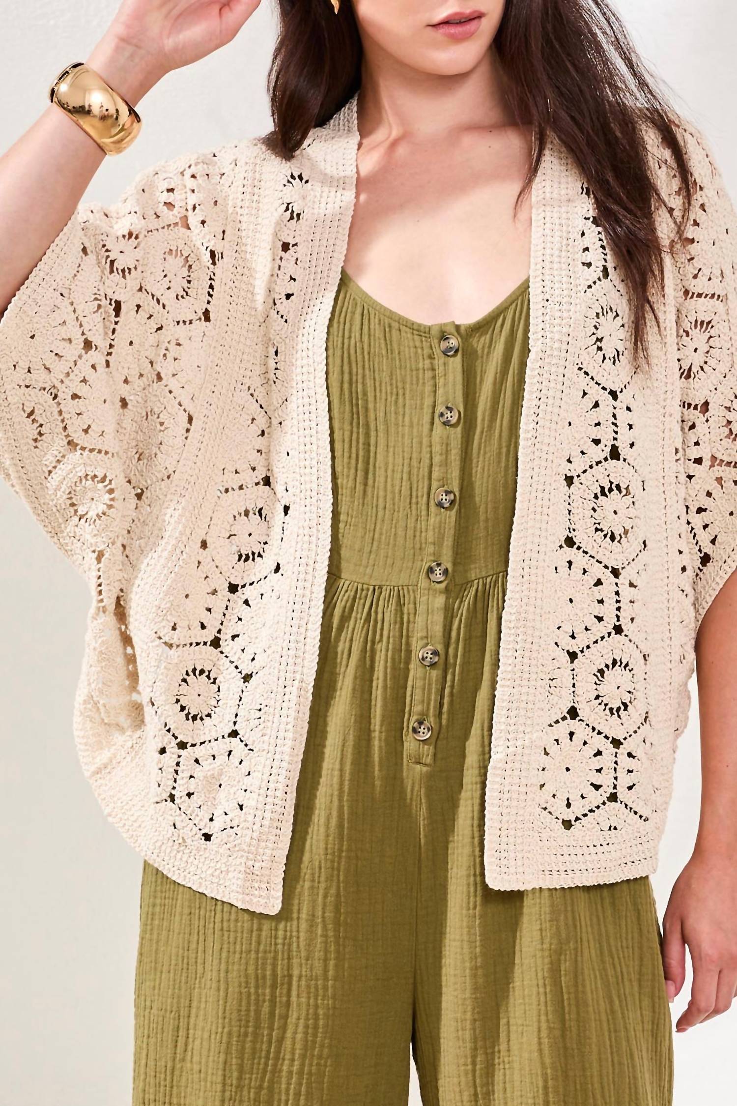 Tribal - Crochet Three Quarter Sleeve Cardigan