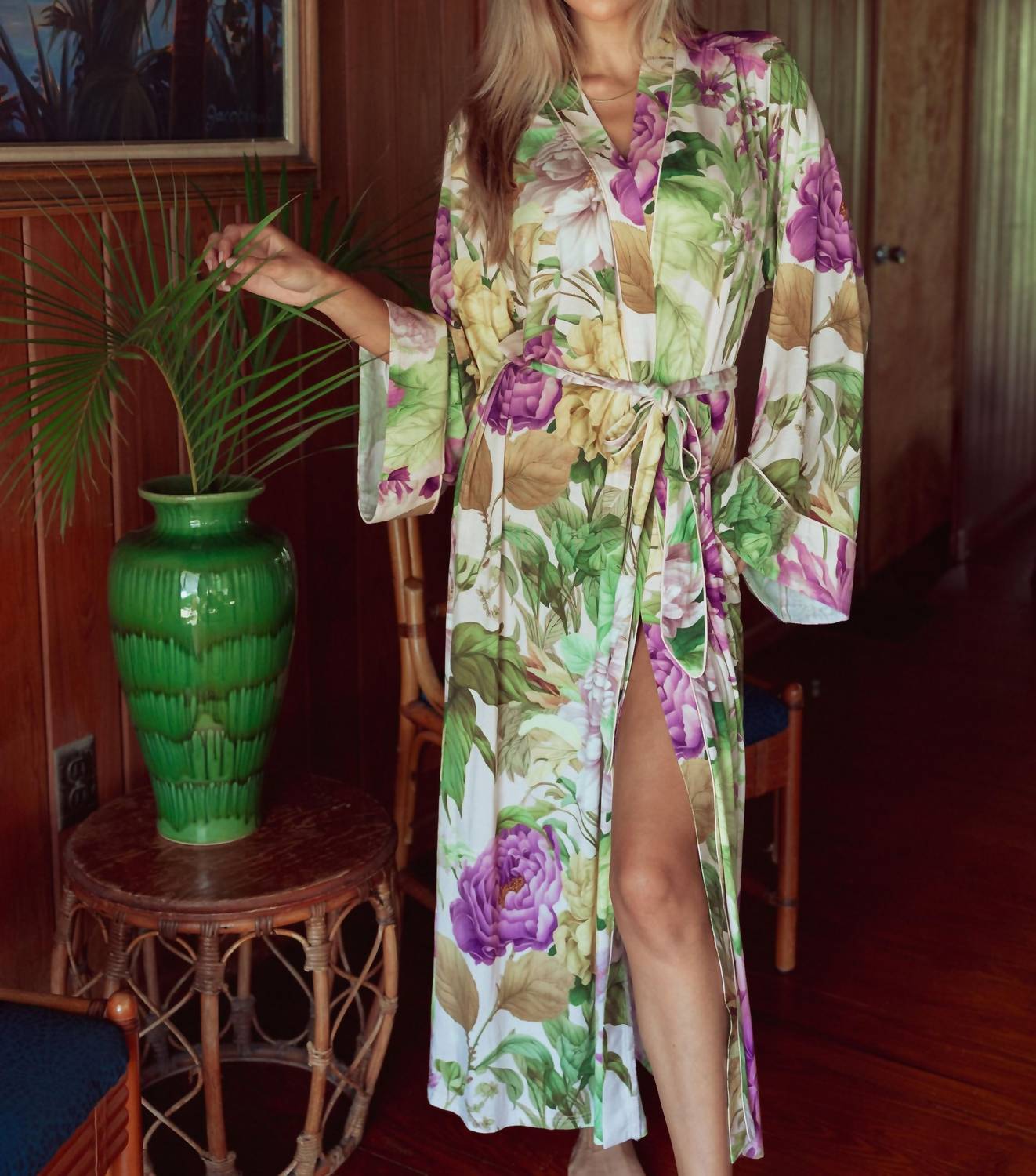 Kilo Brava Maxi Robe With Pockets in spring garden - women's intimate