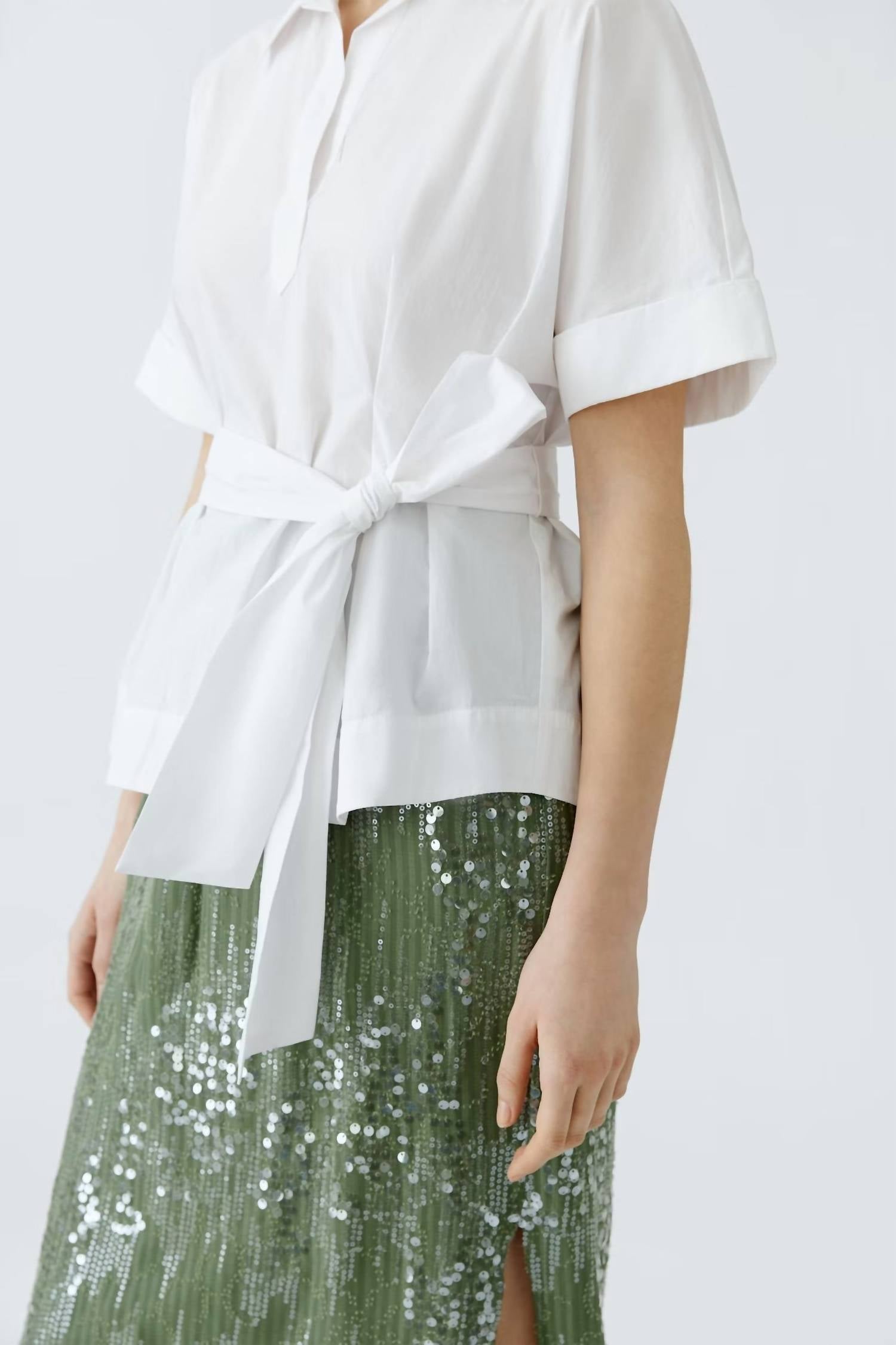 Oui - Collared Belted Blouse