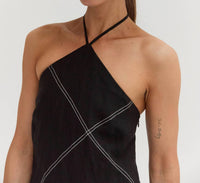 Crescent - Lena Contrast Stitch Halter Mini Dress