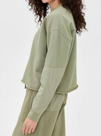 Frank & Eileen Anna Long Sleeve Capelet Sweatshirt in caper - women's top - detail view