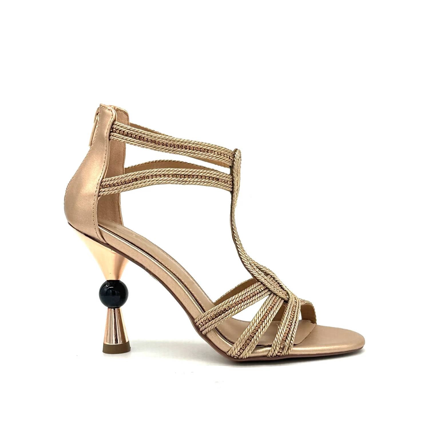Exe - Women's Diva Braided Rope T-strap Heels