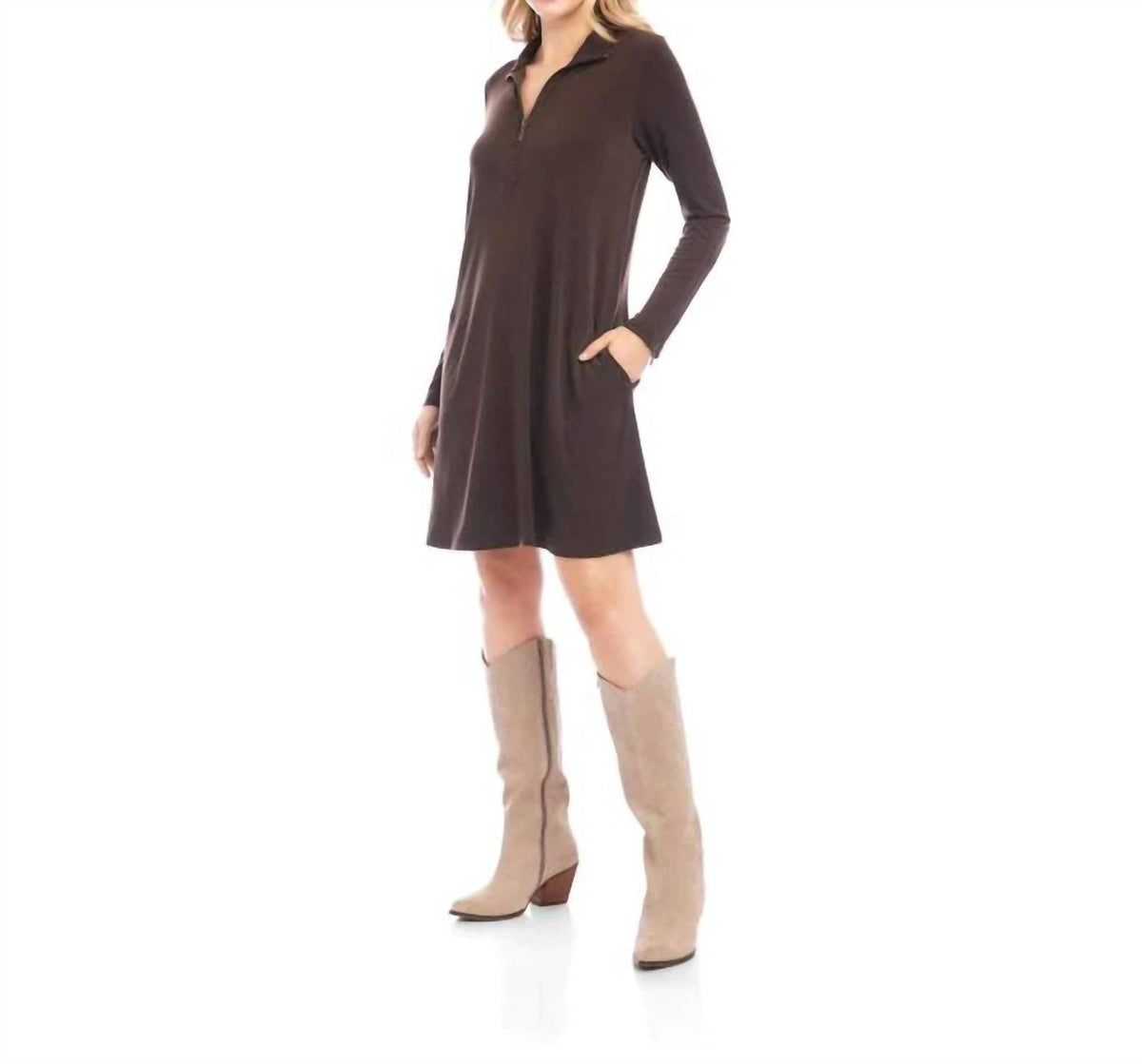 Karen Kane - Zaylee Zip-up Travel Mini Dress