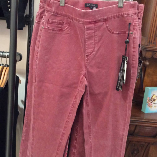 Charlie B - Women's Stone Wash Fig Pull On Pant With Studs