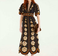 Farm Rio - Embroidered Flowers Midi Dress