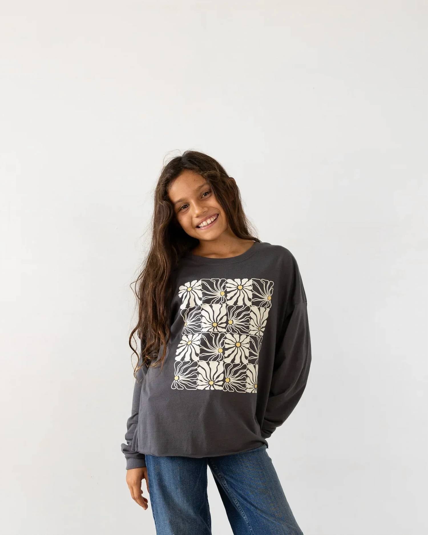 Tiny Whales - Long Sleeve Daisy Check Tee