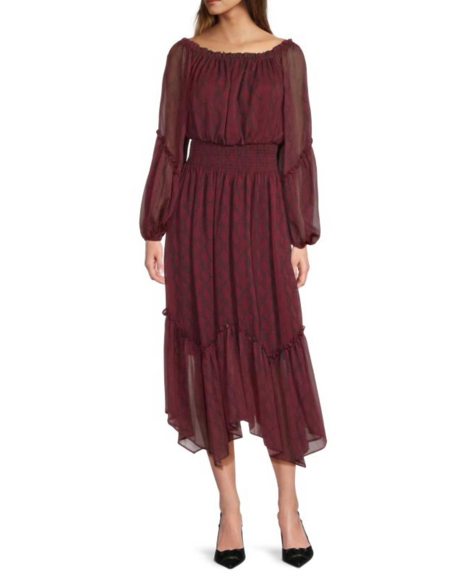 Ramy Brook - Danna Smocked Waist Chiffon Midi Dress