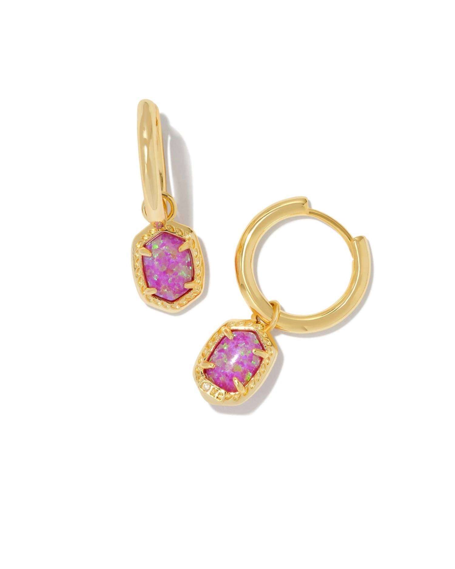 Kendra Scott Women's Daphne Crystal Frame Huggie Earrings in gold pink mix - women's jewelry