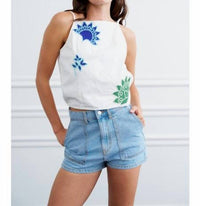 Ciebon - Mikaela Embroidered Tie Back Top