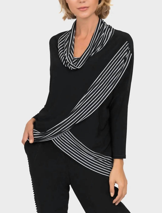 COWL NECK STRIPE TOP