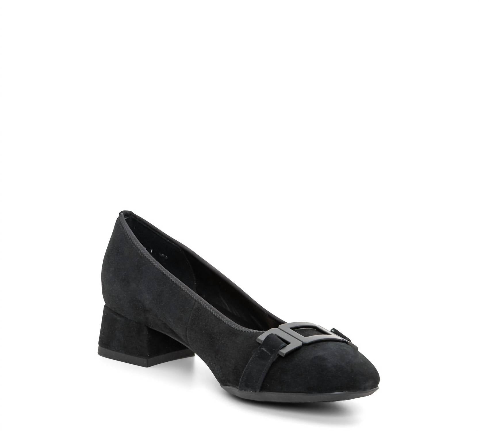 Ara Women's Buckle Block Heel Pump in black - women's heels