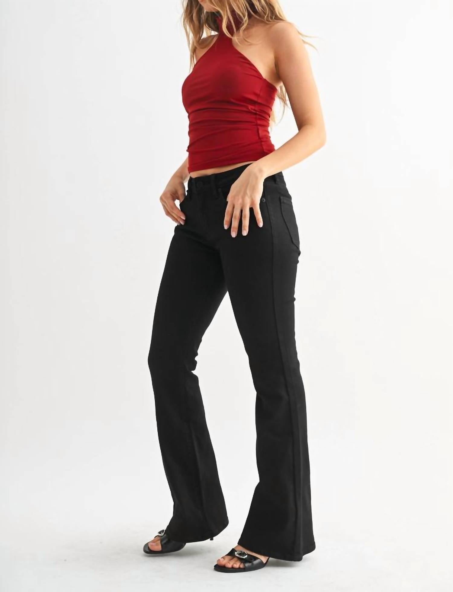 JUST BLACK DENIM Stella Mid Rise Flare Jeans in black - women's jeans - alternate view