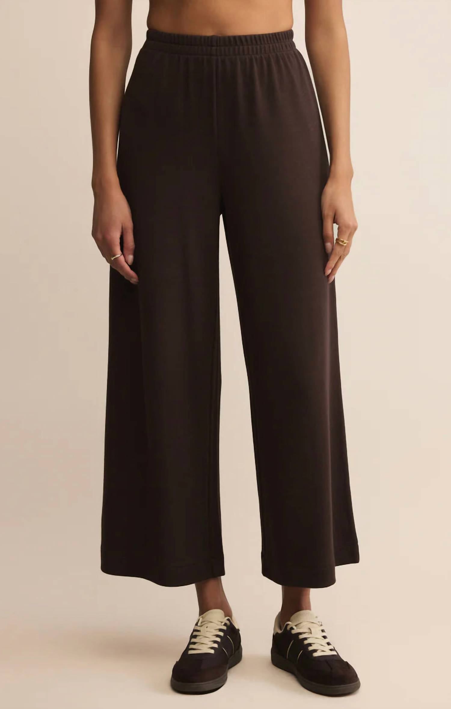 Z Supply Scout Luxe Rib Wide Leg Pants in brown - women's pants - alternate view