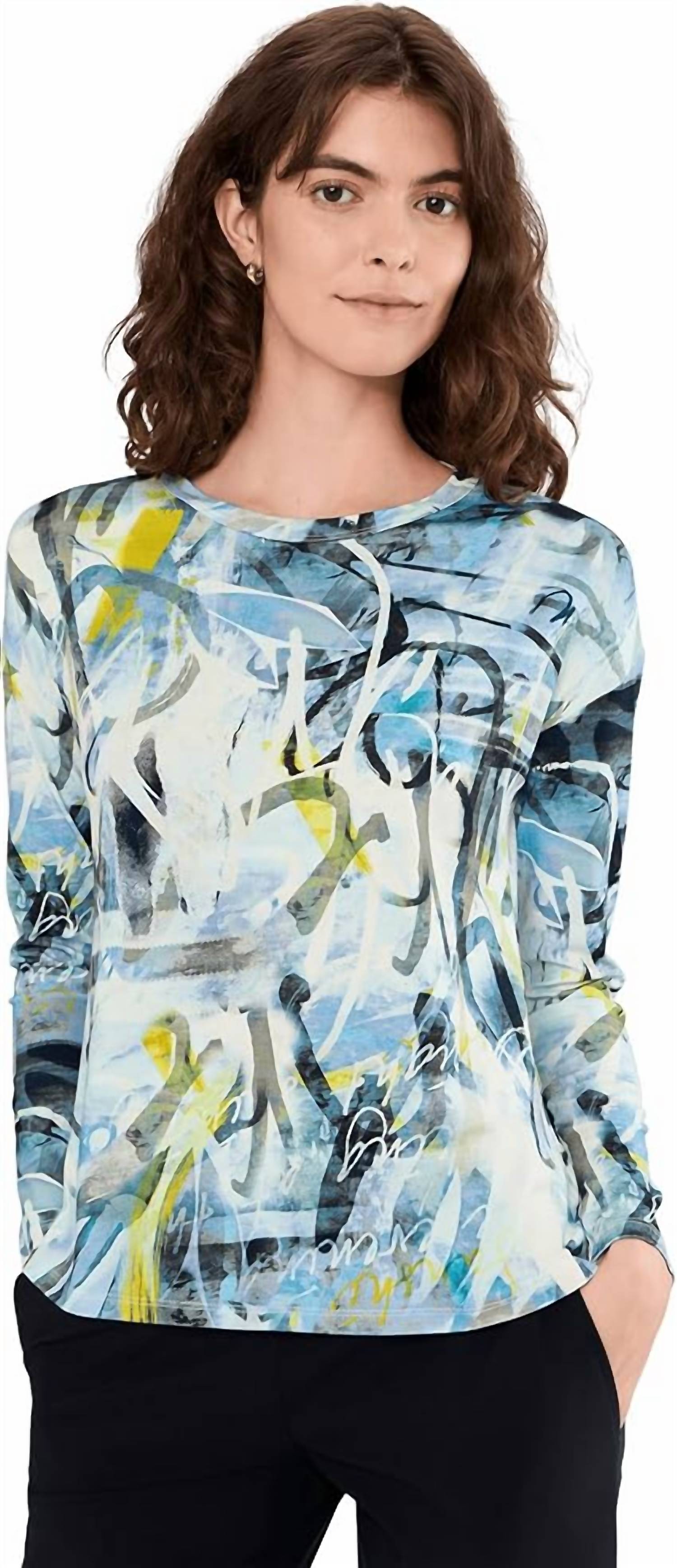 Elliott Lauren - Long Sleeve Crew Neck Printed Top