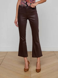 L'Agence Kendra Cropped Jeans in chocolate coated - women's pants - detail view
