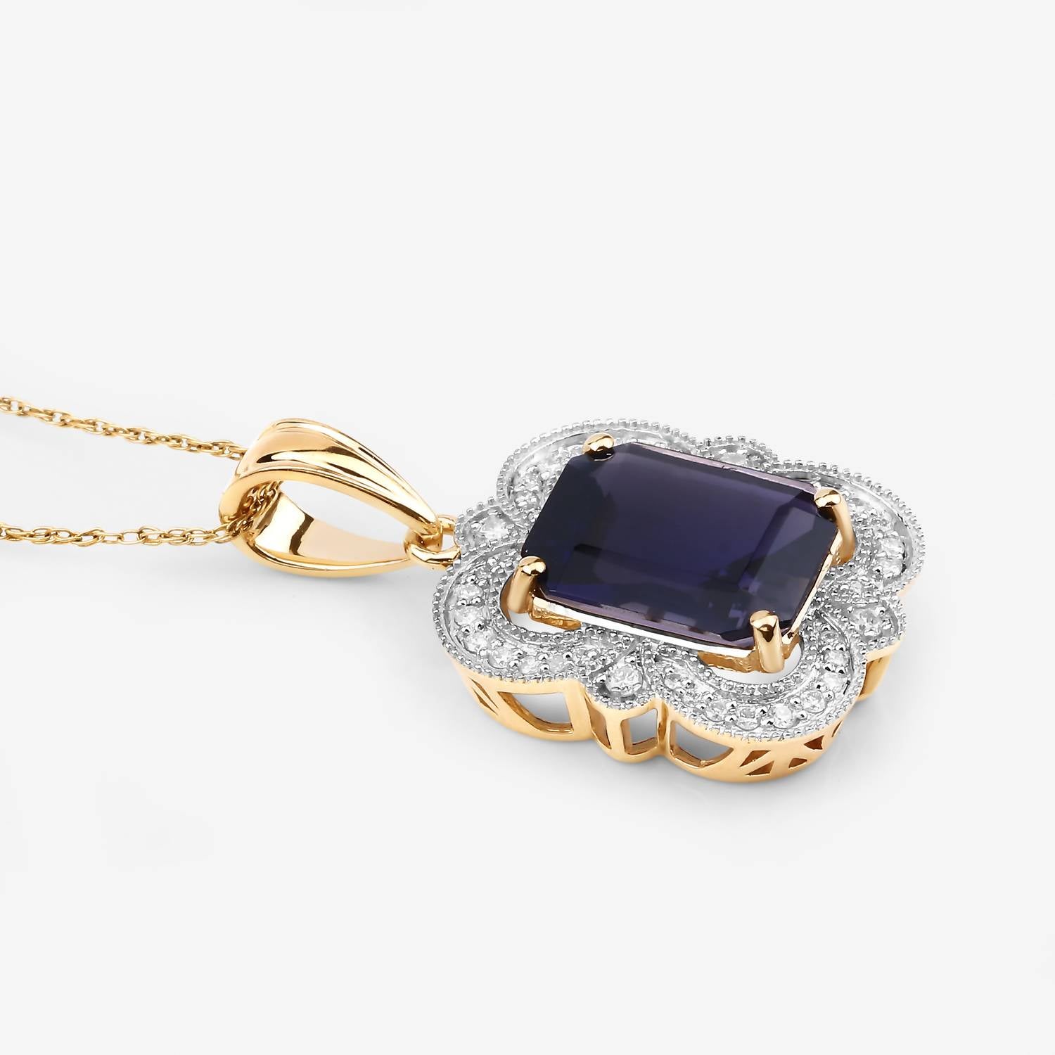 Diana M Jewels - Women's Octagon Natural Lollite Pendant Necklace (4.07 Ct) - Statement