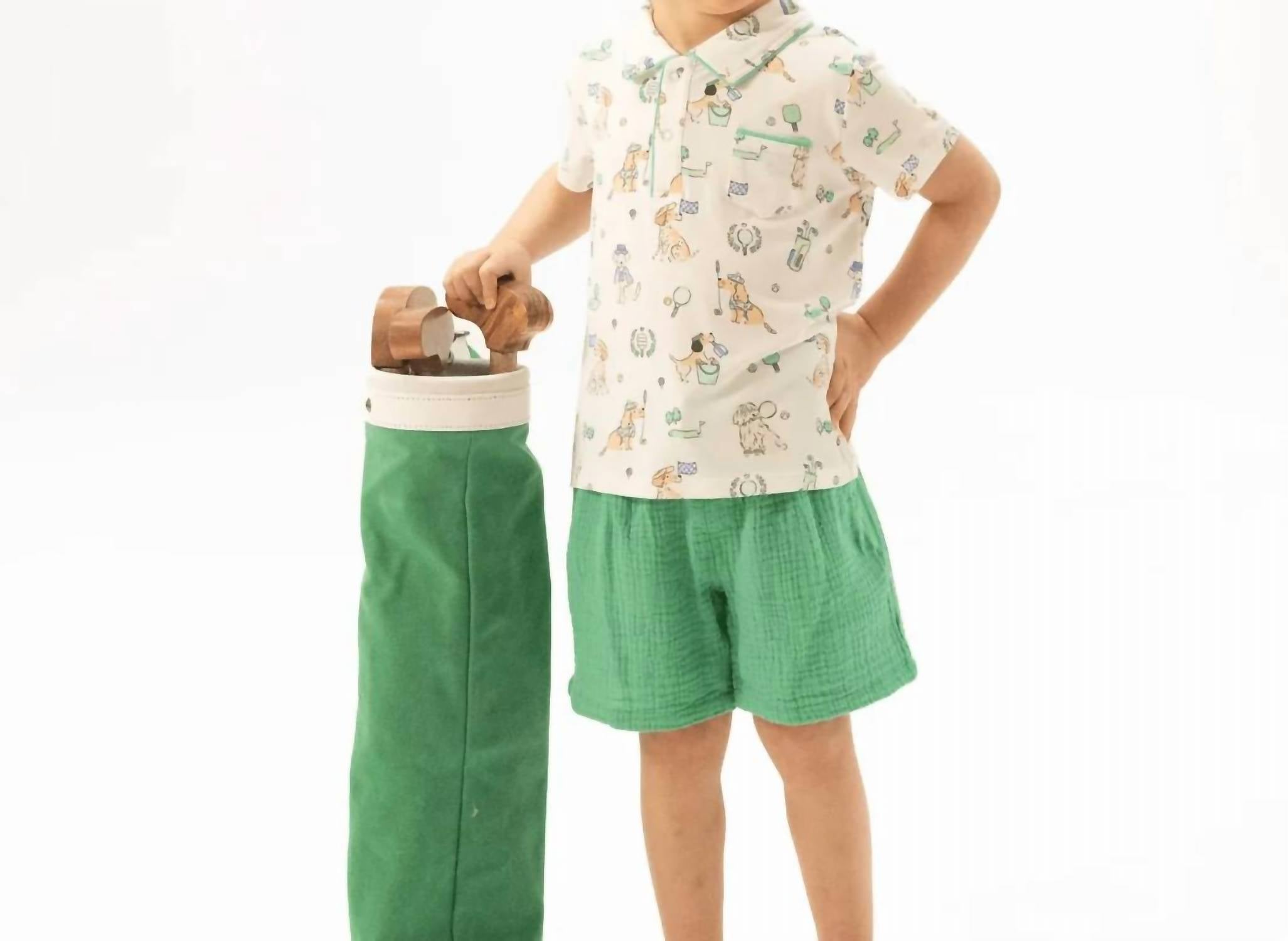 Angel Dear - Kids Country Club Dogs Polo With Casual Short Set