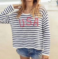 Wooden Ships - Usa Striped Crewneck Sweater