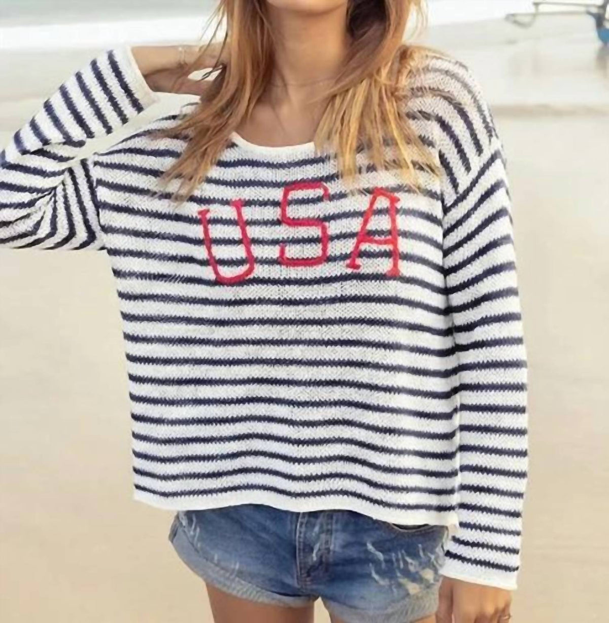 Wooden Ships - Usa Striped Crewneck Sweater