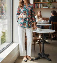 Dear Scarlett Tiered Bell Sleeve Floral Top in multi - women's long sleeve top - alternate view