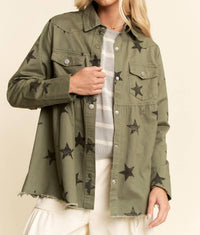 Davi & Dani - Star Printed Baby Doll Shacket
