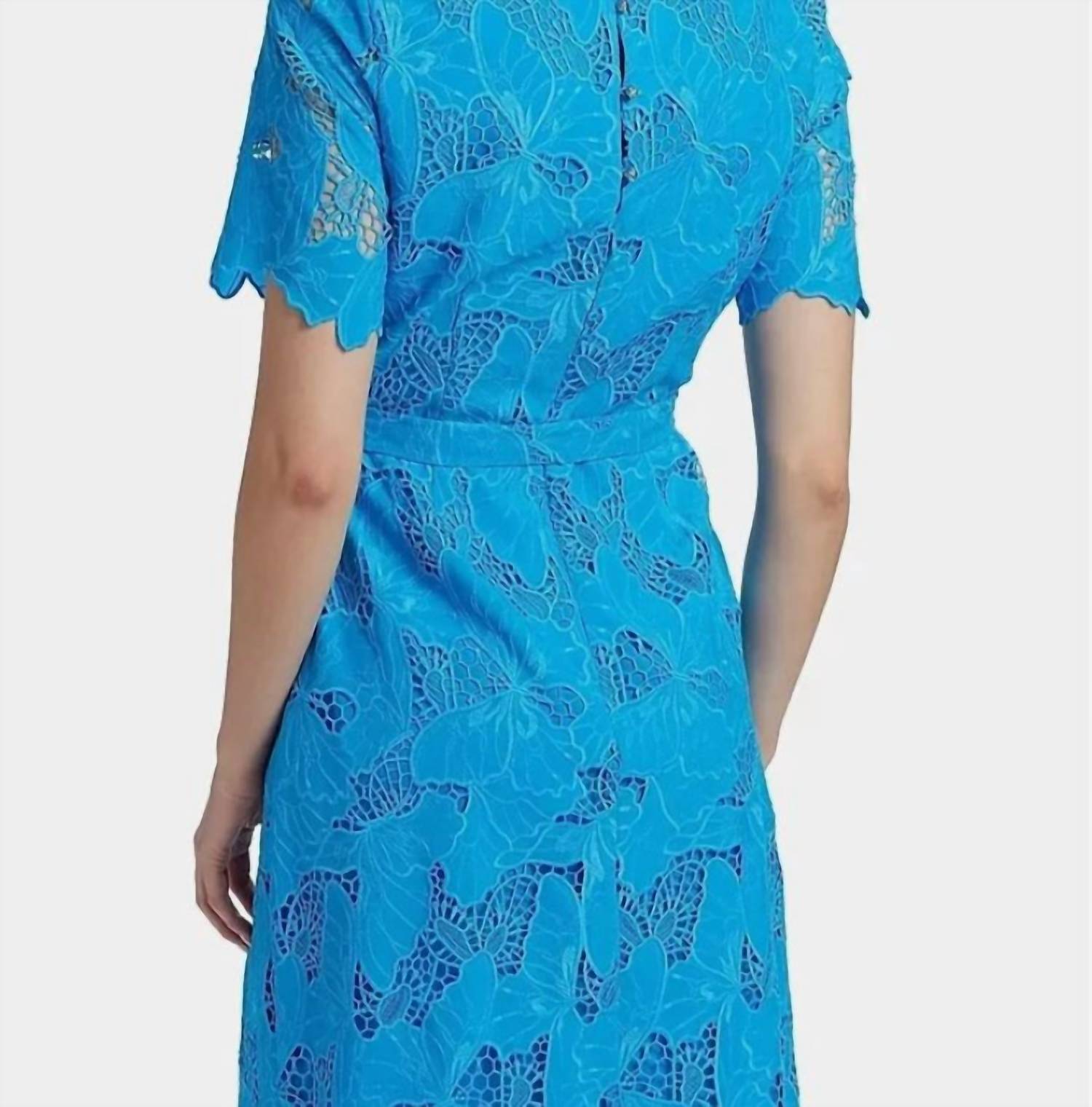 ELIE TAHARI Lace Over Butterfly Dress in aqua - women's dress - view 4