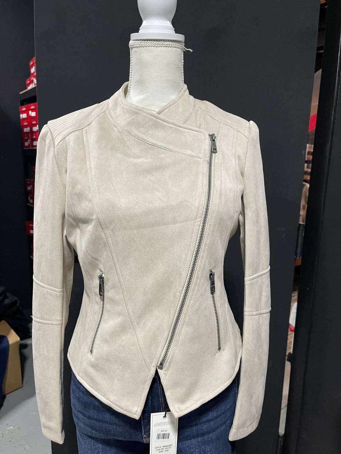 Coalition LA Women's Long Sleeves Suede Jacket in soft cream - women's jacket