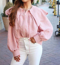 Karlie - Gingham Peter Pan Collar Top