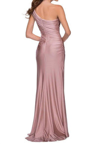 La Femme - One Shoulder High Slit Gown