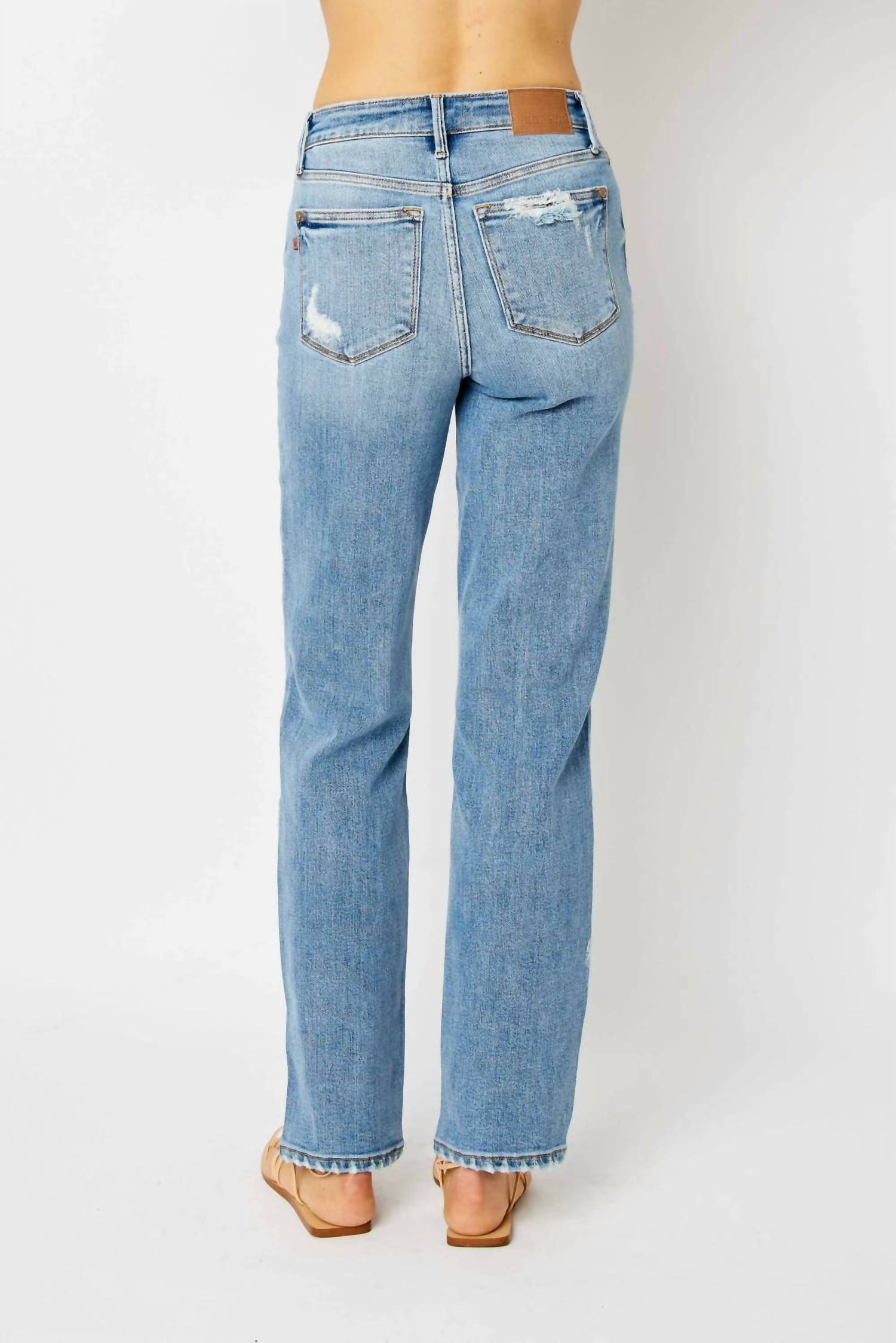 Judy Blue - High Rise Straight Leg With Heavy Destroy Jeans
