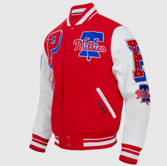 Pro Standard - Men's Mlb Philadelphia Phillies Mashup Rib Wool Varsity Jacket