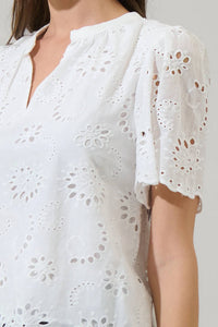 Sugarlips - Shirin Eyelet Split Neck Top