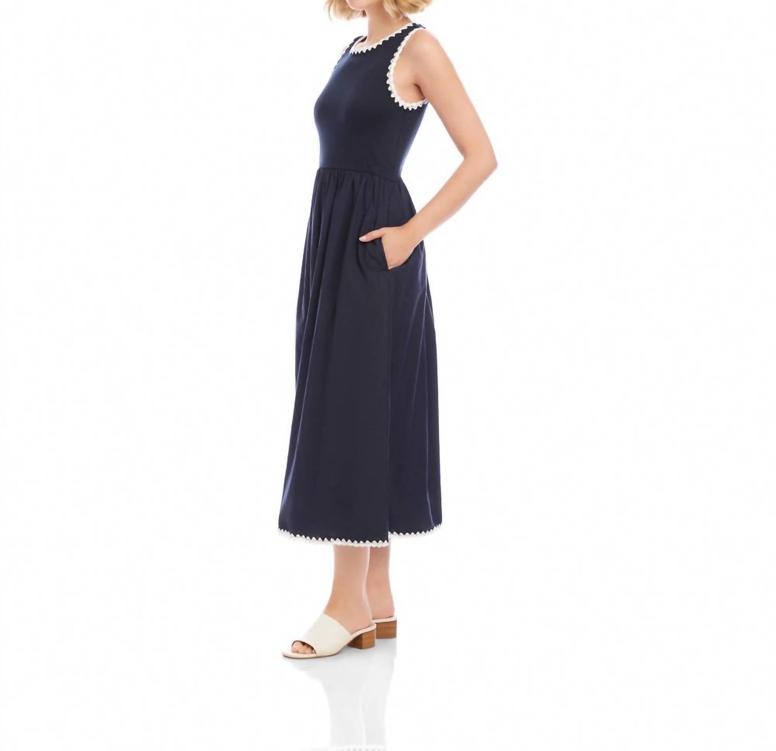 Karen Kane - Sleeveless Edge Stitch Contrast Midi Dress
