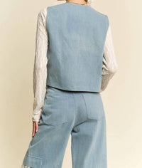 Davi & Dani - Denim Vest With Lace