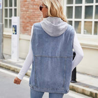 Miss Sparkling - Denim Vests With Hood