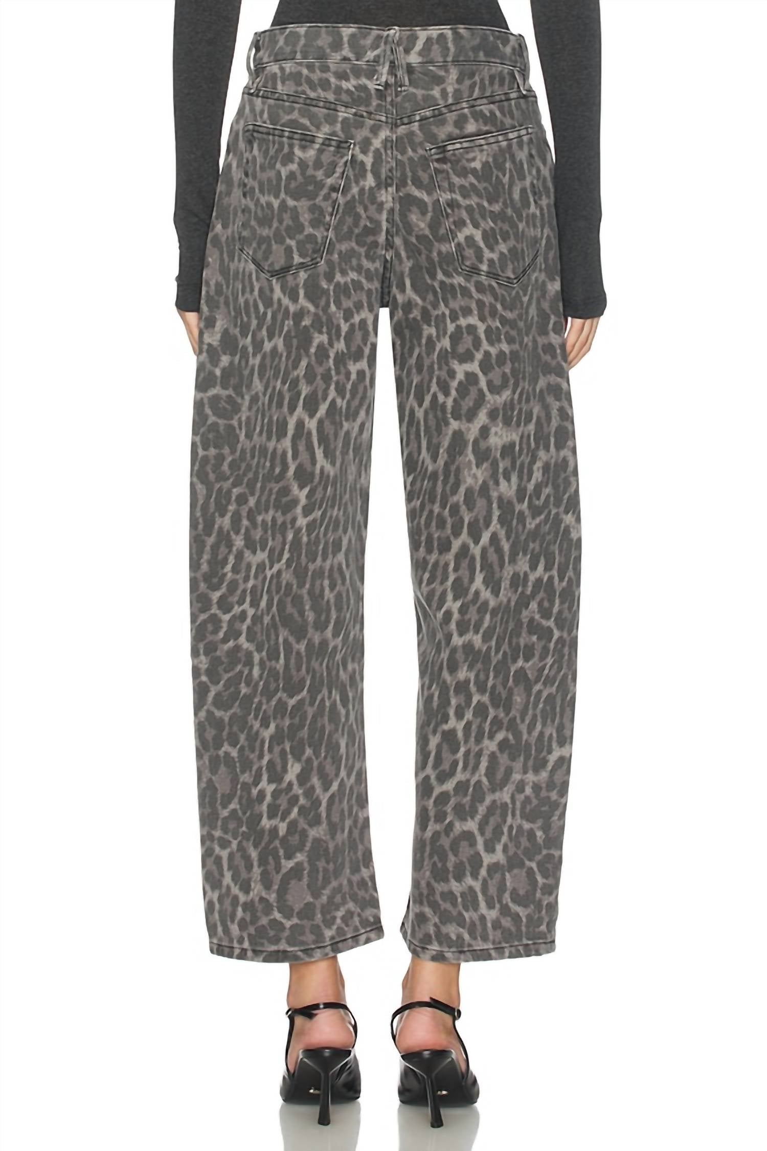 GOOD AMERICAN Women's Good Standard Barrel Jeans in grey lucky leopard - women's jeans - view 4