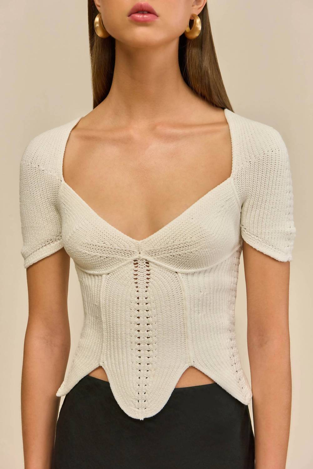 cult gaia Eliza Knit Top in off white - women's shirt - view 5