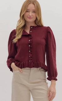 Entro - Button Front Ruffled Cardigan