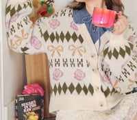 VERY J Twas The Night Long Sleeve Cardigan in beige - women's sweater
