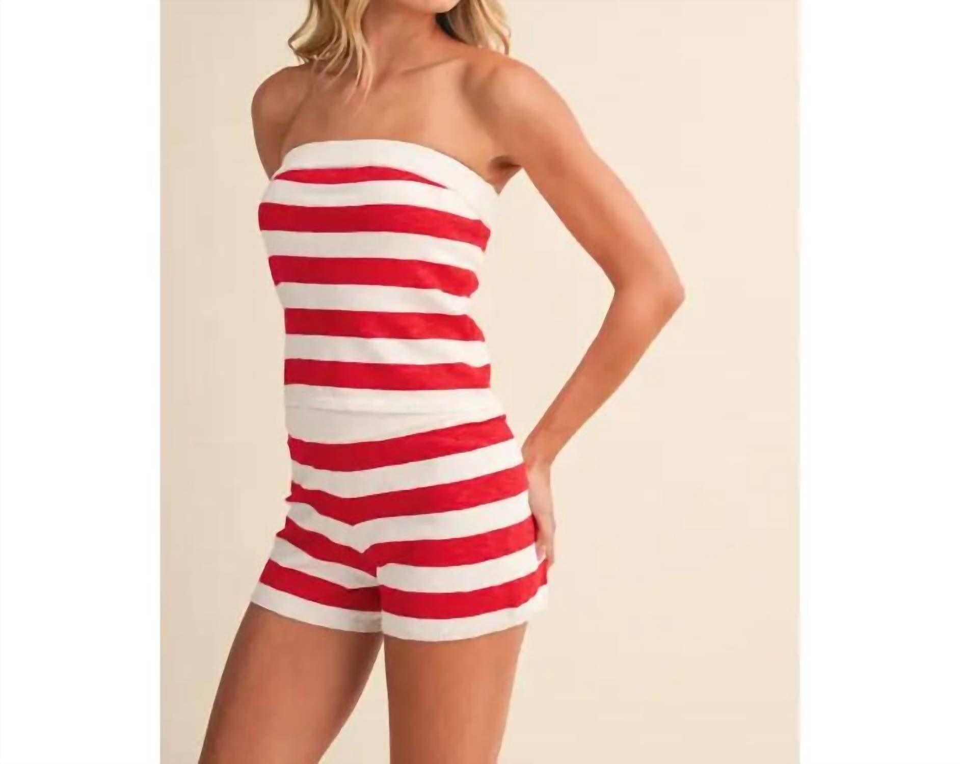 Klesis - Kenzie Knitted Stripe Tube Top & Shorts Set
