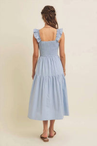 In February - Airy Smocked Back Tiered Midi Dress
