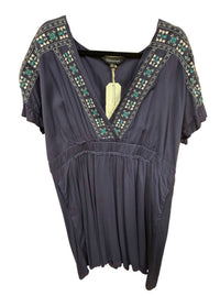 DAVI & DANI Women's Floral V Neck Dress in navy - women's dress