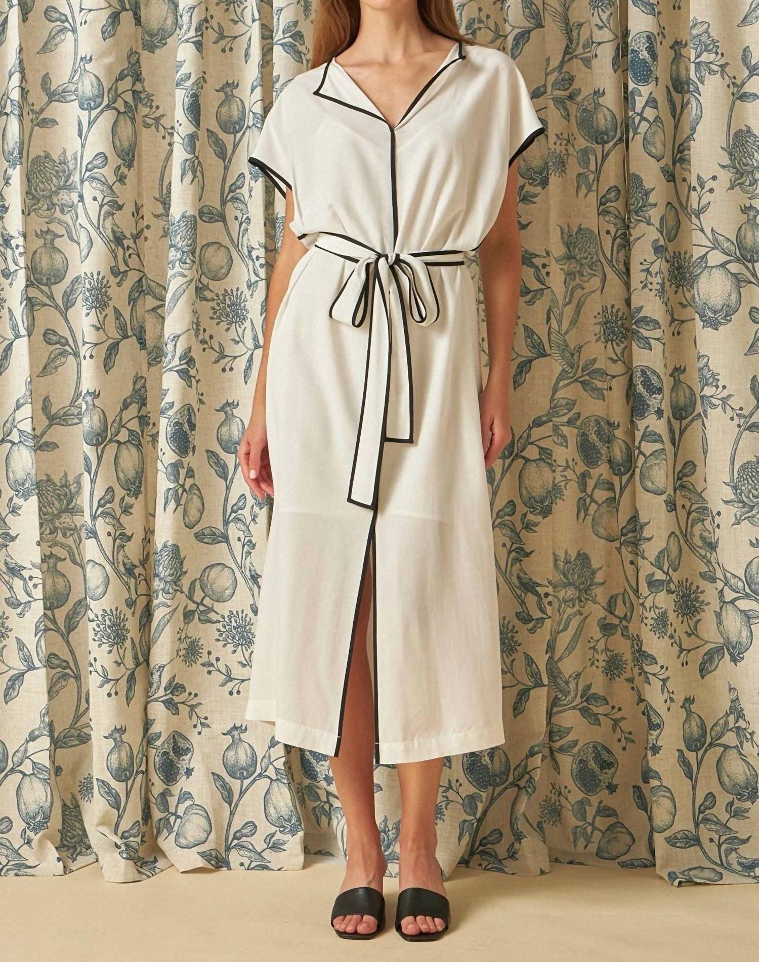 English Factory - Contrast Binding Belted Midi Dress